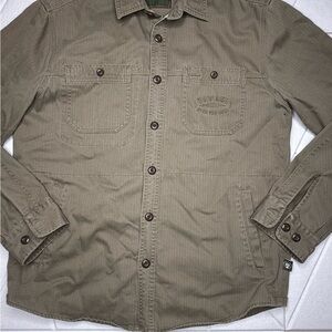 🔥 Howler Bros Khaki Herringbone Western Snap Shirt - "Heed The Call" - Size M